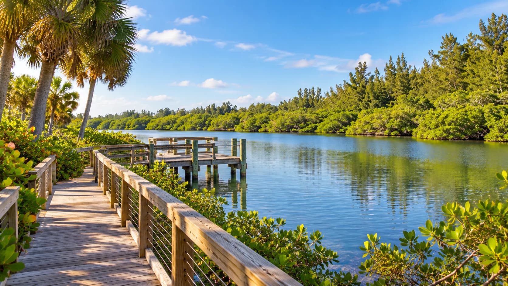 Editorial illustration of the Indian River Lagoon boardwalk at Round Island Park