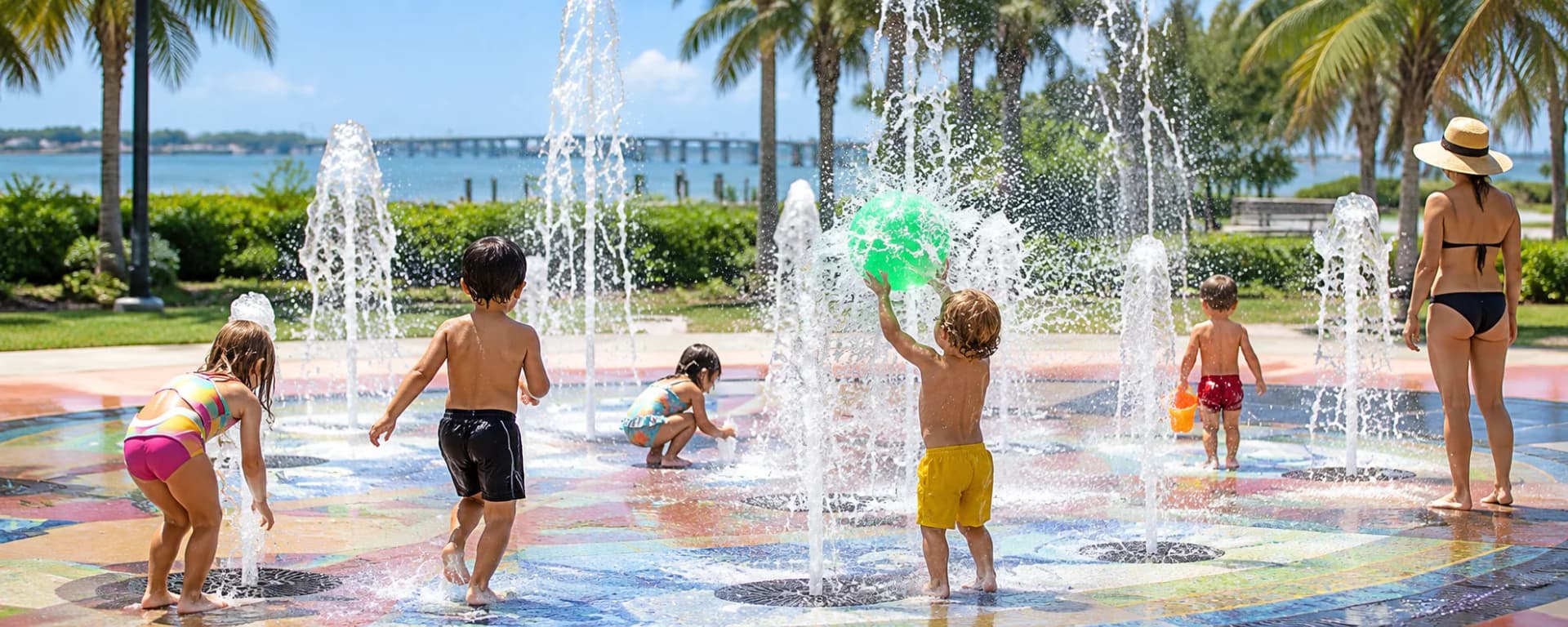 Editorial illustration of the splash fountain at Indian RiverSide Park