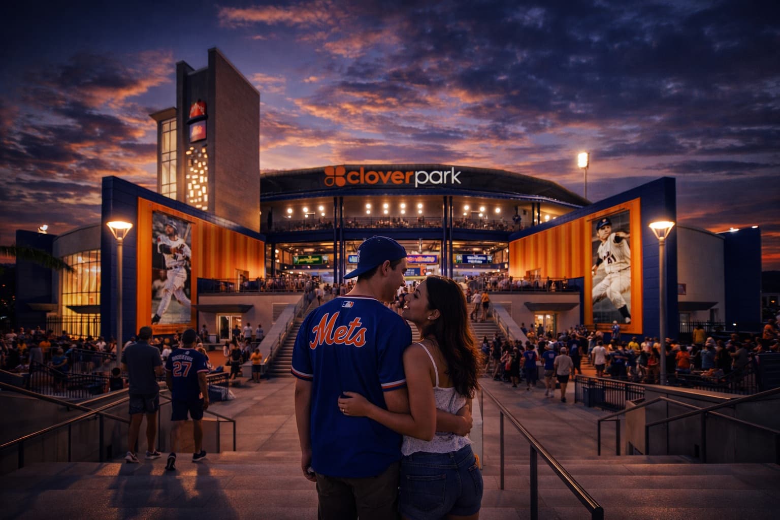 A couple at Clover Park for a Mets game