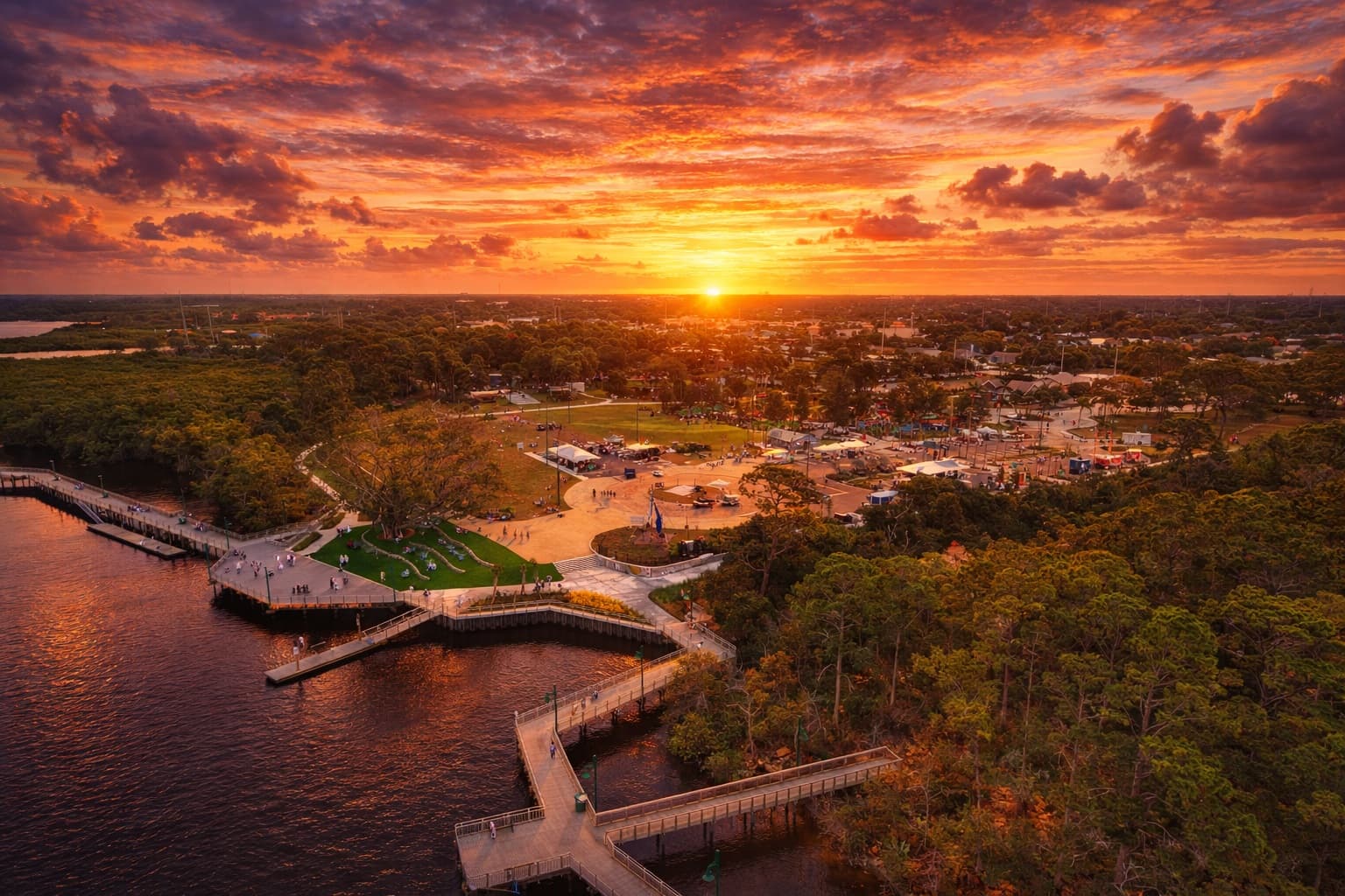 Sunset over The Port District in Port St. Lucie
