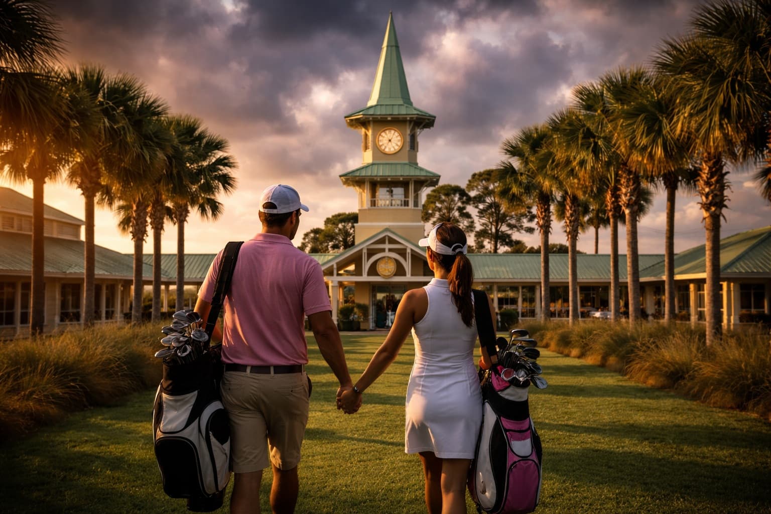 Couple enjoying a golf date at PGA Golf Club in Port St. Lucie