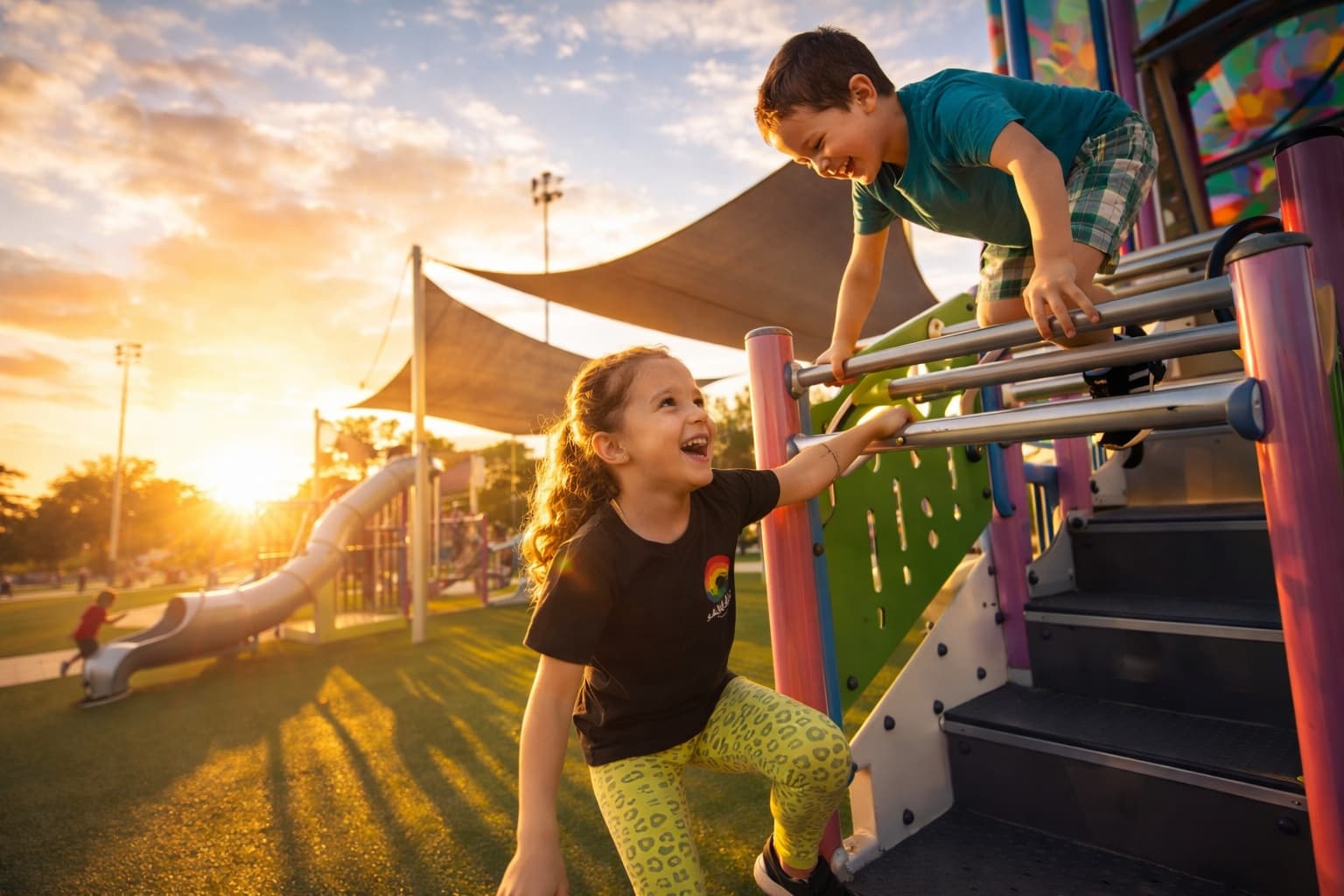 Kids and families at a playground in Port St. Lucie