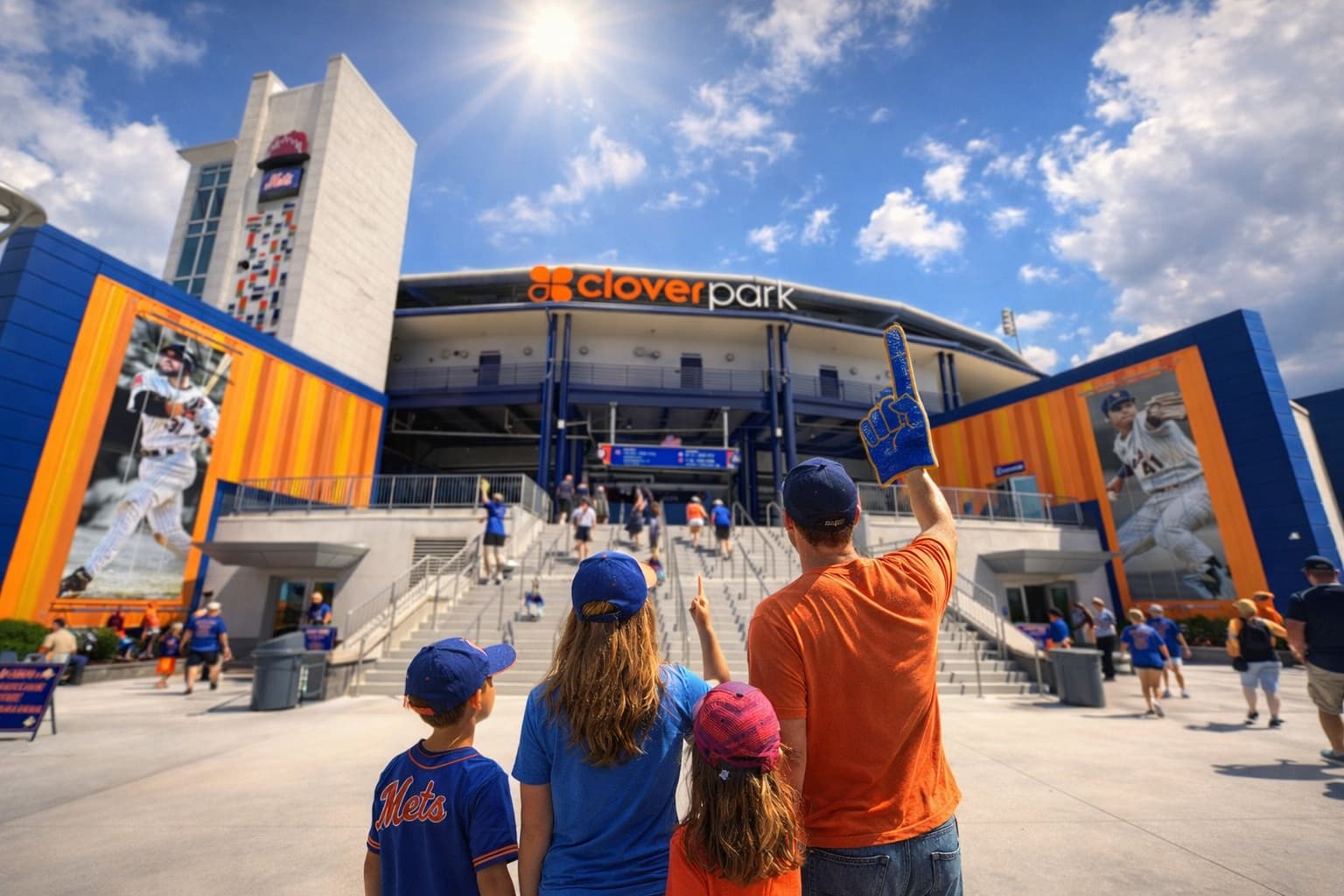 Family arriving for a Mets game at Clover Park in Port St. Lucie