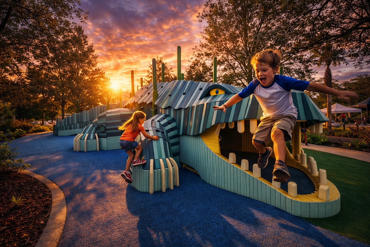 Kids playing at Pioneer Park in Port St. Lucie